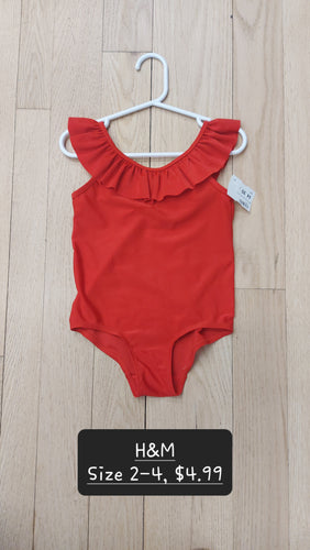 H&M red bathing suit 2-4