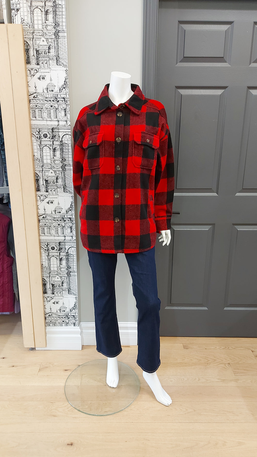 Canadiana red plaid jacket M