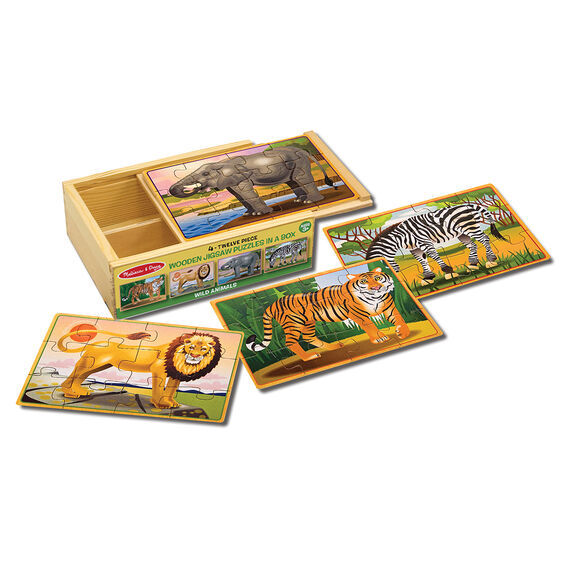 4 Wooden Puzzles - Wild Animals
