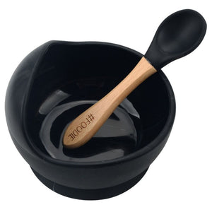 Silicone Bowl + Spoon - Black Marble