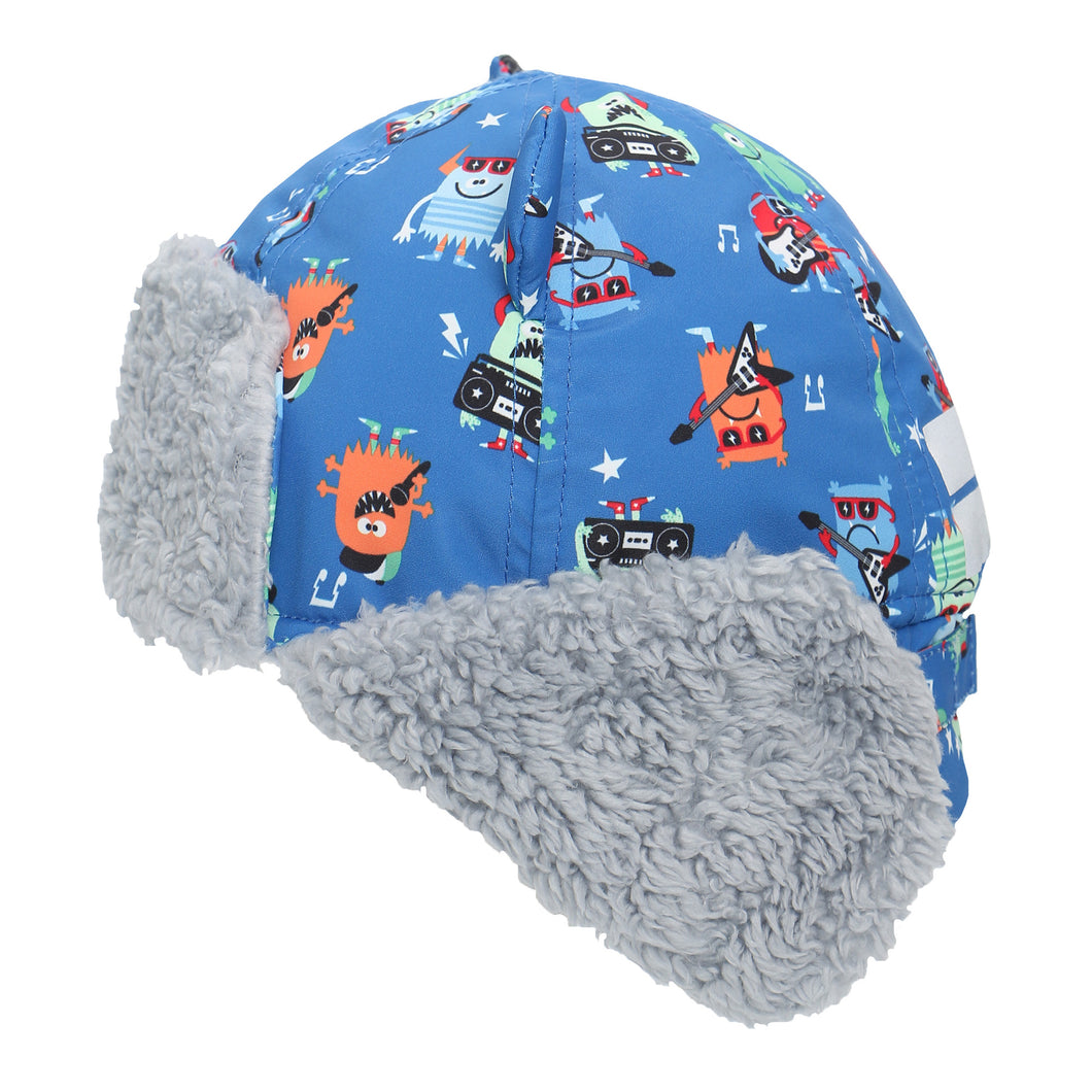 Water Repellent Trapper Hat - Monsters Blue