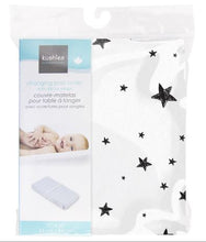 Load image into Gallery viewer, Kushies Changing Pad Cover - B&amp;W Scribble Stars