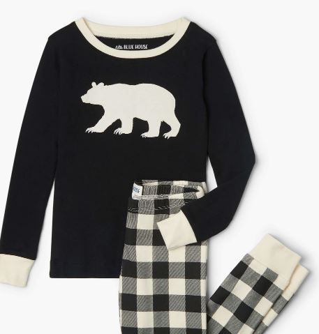 Little Blue House Pj's - Cream Plaid - 10