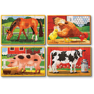 4 Wooden Puzzles - Farm Animals