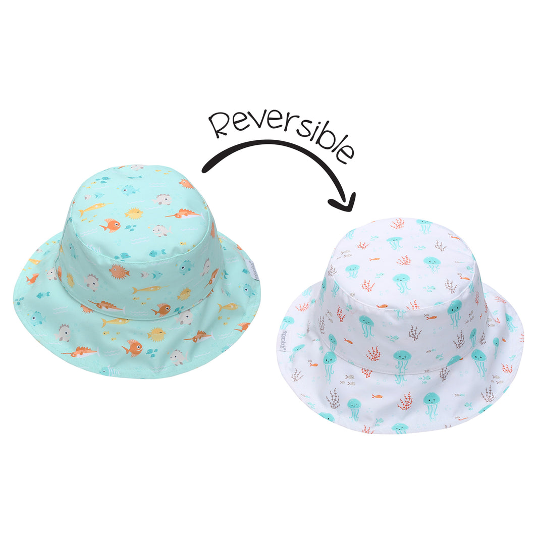 Flapjack/Reversible Sun Hat Fish/Jellyfish - M