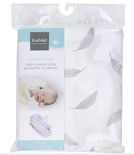 Load image into Gallery viewer, Kushies Bassinet Sheet - Grey Feathers