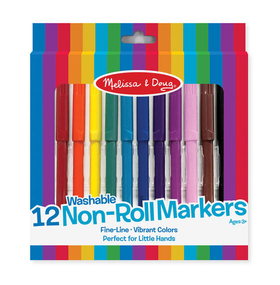 12 Washable Non-Roll Markers