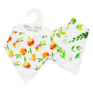 Organic Chew Bib - Peaches/Foliage