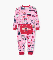 Load image into Gallery viewer, Little Blue House Pj&#39;s - Pink Ski Holiday Union Suit - 12-18m