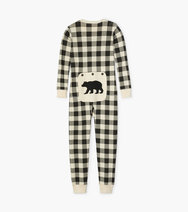 Load image into Gallery viewer, Little Blue House Pj&#39;s - Cream Plaid Union Suit - 2