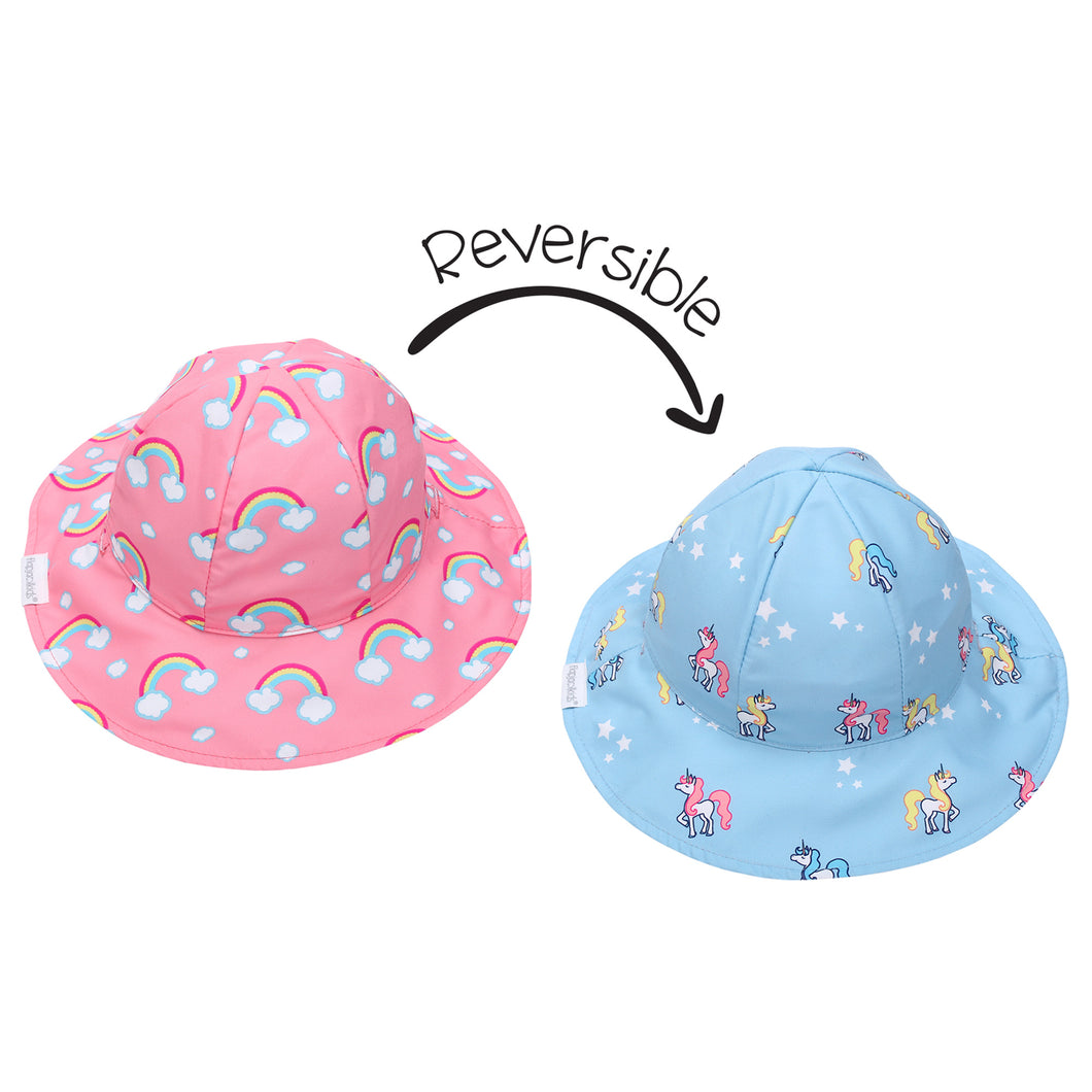Flapjack/Reversible Sun Hat Rainbow/Unicorn - XS