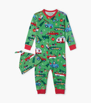Little Blue House Pj's - Retro Christmas - 3-6m