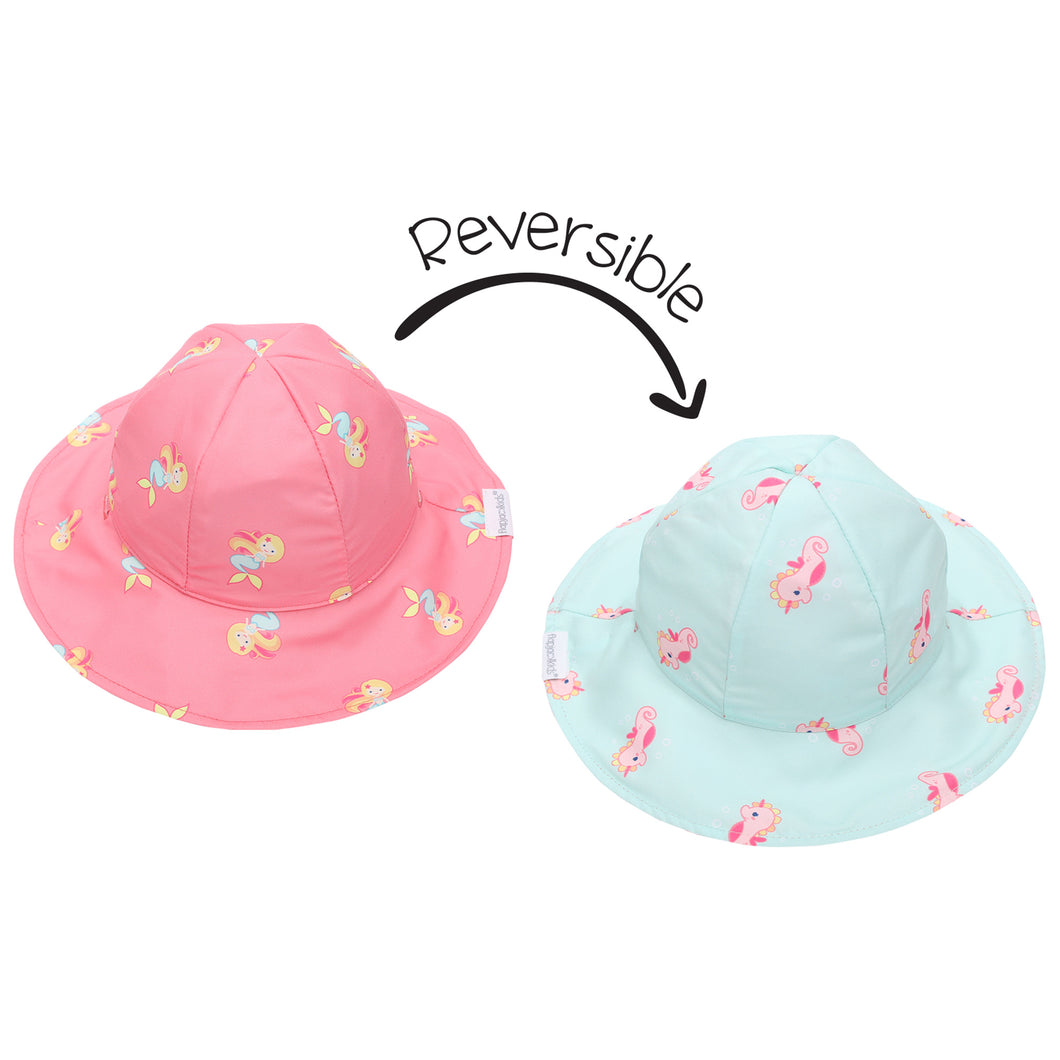 Flapjack/Reversible Sun Hat Mermaid/Seahorse - S