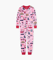 Load image into Gallery viewer, Little Blue House Pj&#39;s - Pink Ski Holiday Union Suit - 8