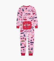 Load image into Gallery viewer, Little Blue House Pj&#39;s - Pink Ski Holiday Union Suit - 10