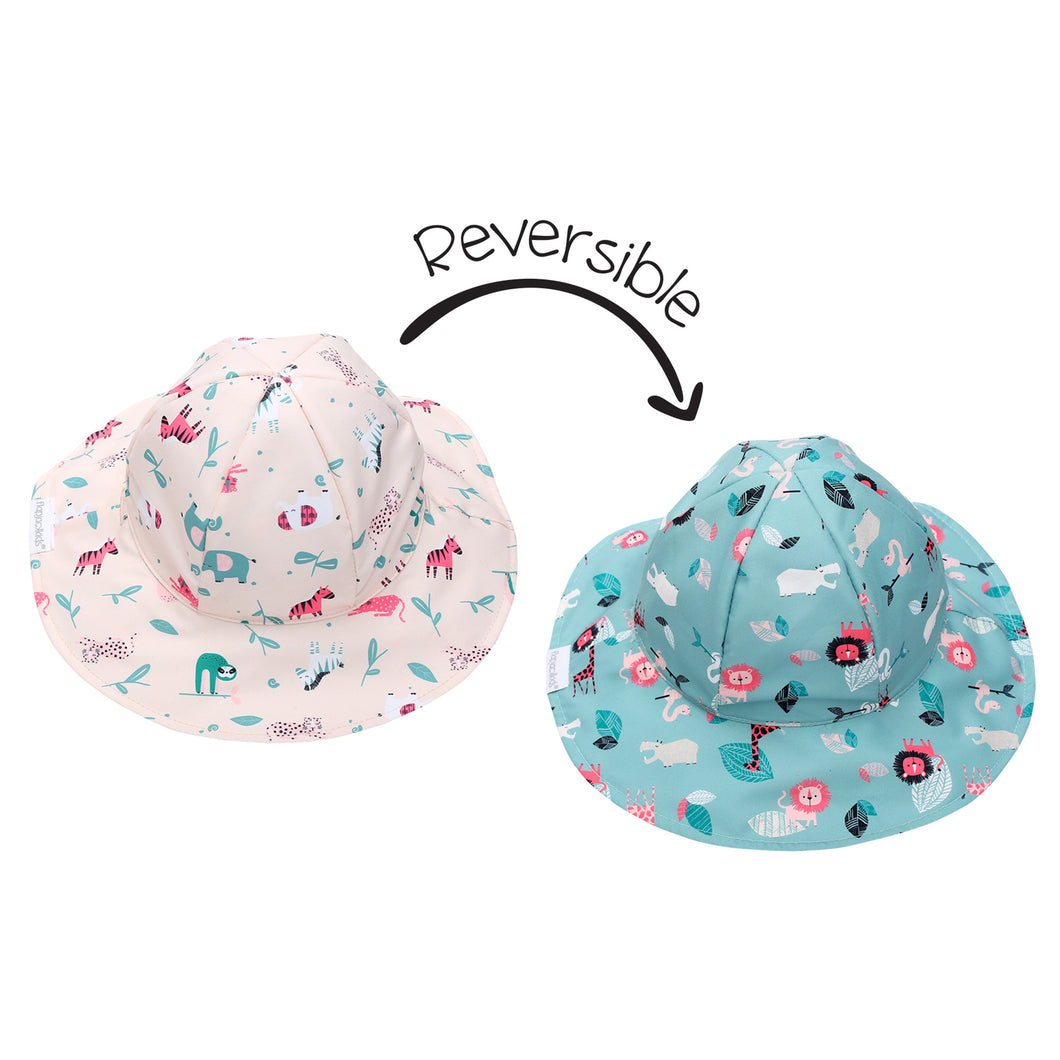 Flapjack/Reversible Sun Hat Pink Zoo - S